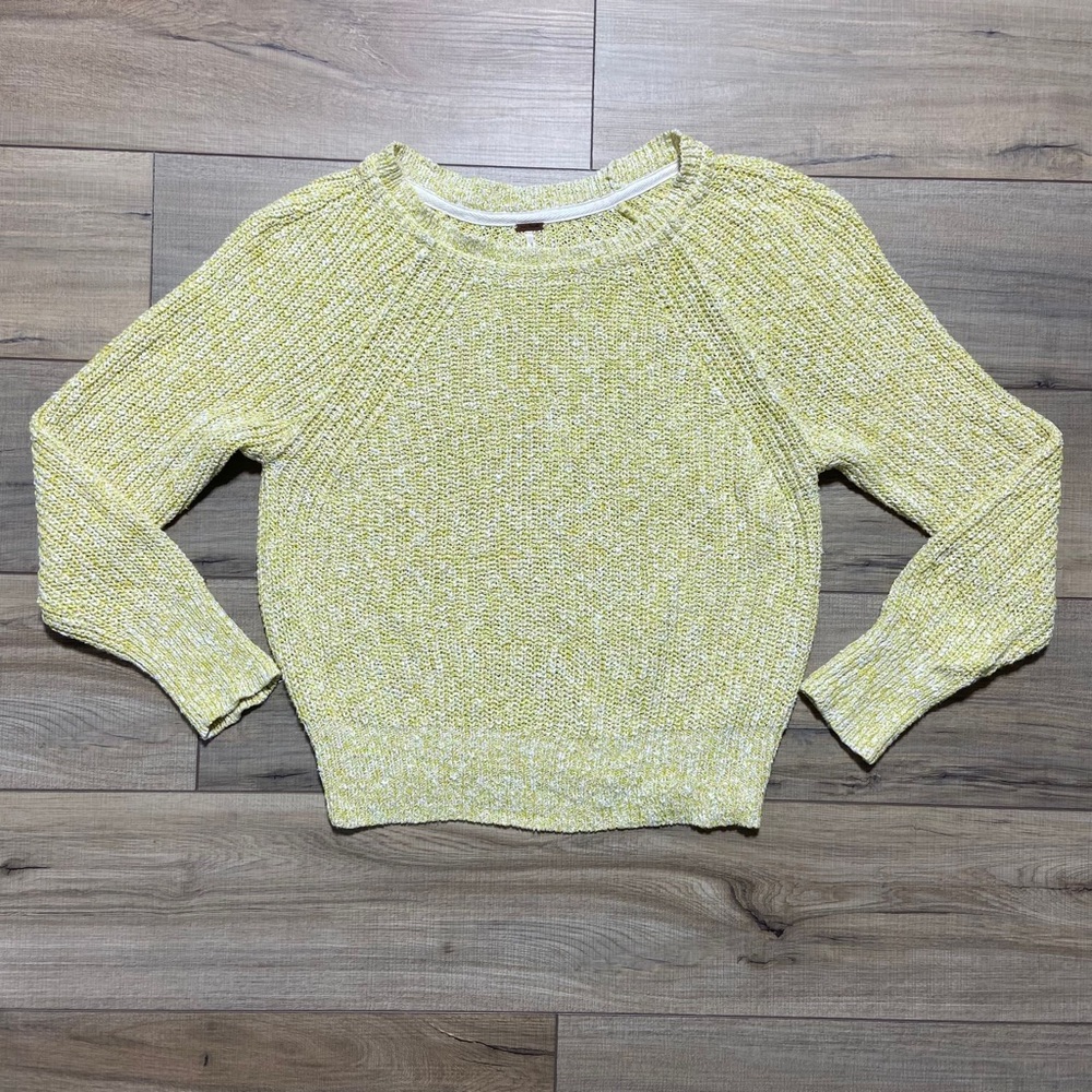 Free People Yellow Crew Neck Sweater